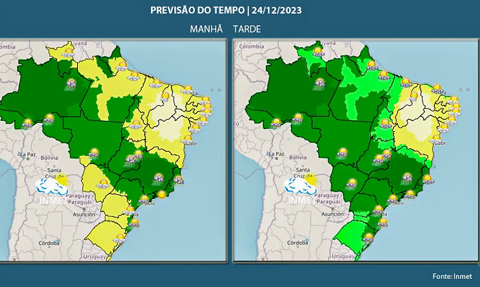  Noite de Natal pode ser chuvosa na maior parte do país