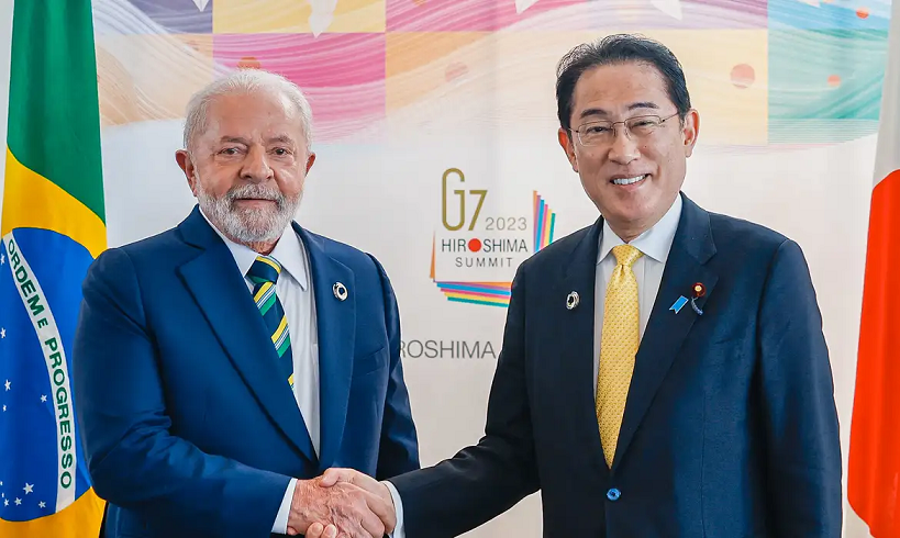  Lula e premiê japonês conversam sobre acordo com Mercosul